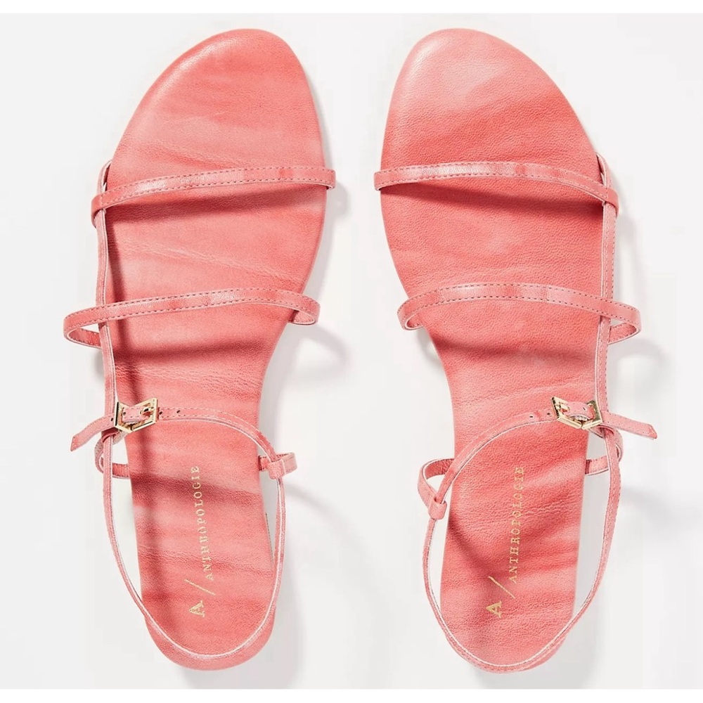 Anthropologie Ava Salmon Pink Strappy Sandals NWT Size 9 - Picture 2 of 11
